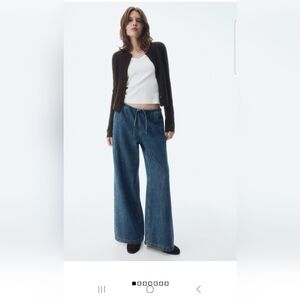 H&M denim drawstrings Pants Size S wide-leg Jeans